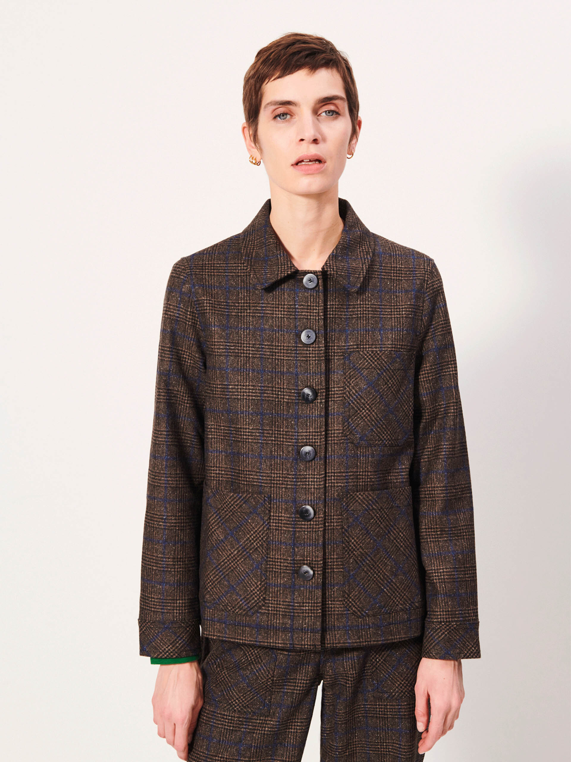 GOLTA JACKET - Flanelle checks , Ready-to-wear Bensimon