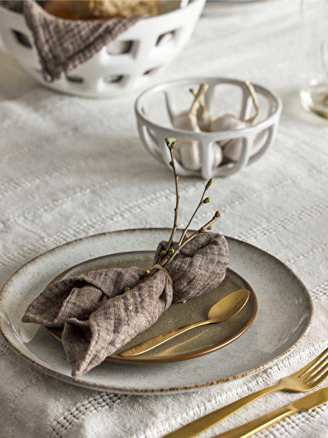 LARGE PLATE RAW NATURAL STONEWARE -  Natural , Home design Bensimon