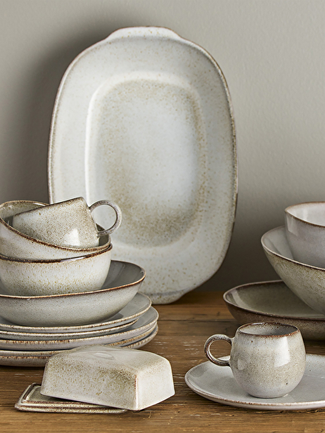 LARGE PLATE RAW NATURAL STONEWARE -  Natural , Home design Bensimon