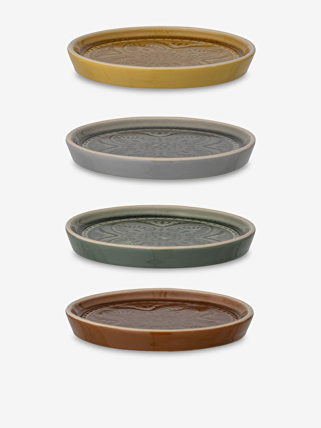 4 RETRO S STONEWARE PLATES -  Multicolored , Home design Bensimon 