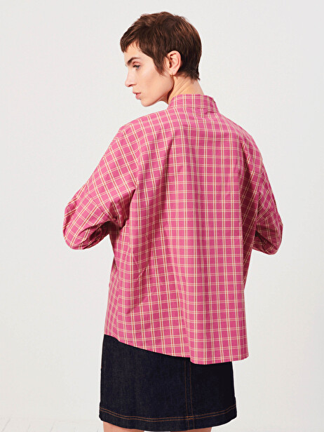 JANICE SHIRT -  Carreaux rose , Ready-to-wear Bensimon