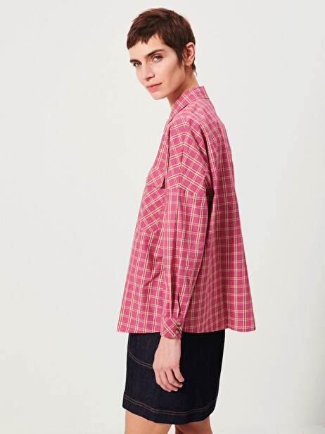 JANICE SHIRT -  Carreaux rose , Ready-to-wear Bensimon