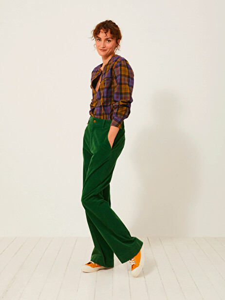 KELY BLOUSE -  Blue-kaki checks , Ready-to-wear Bensimon