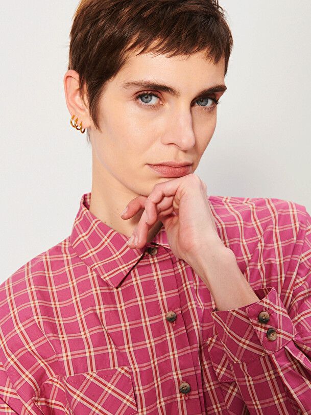 JANICE SHIRT -  Carreaux rose , Ready-to-wear Bensimon
