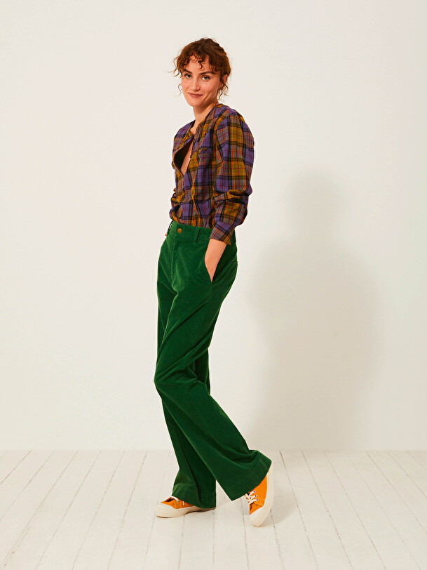 KELY BLOUSE -  Blue-kaki checks , Ready-to-wear Bensimon