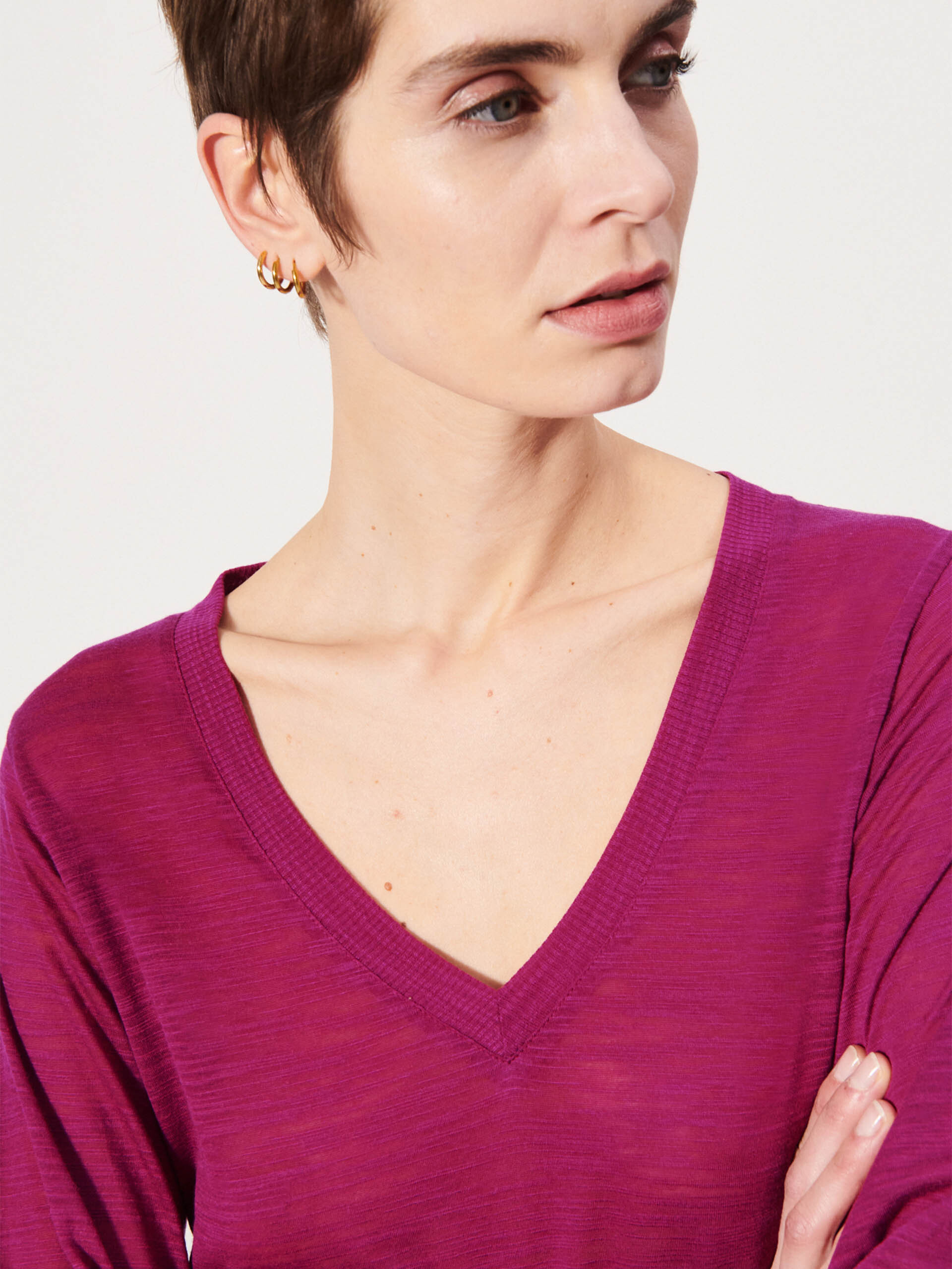 HARRIS LONG SLEEVES T-SHIRT -  Amarante , Ready-to-wear Bensimon