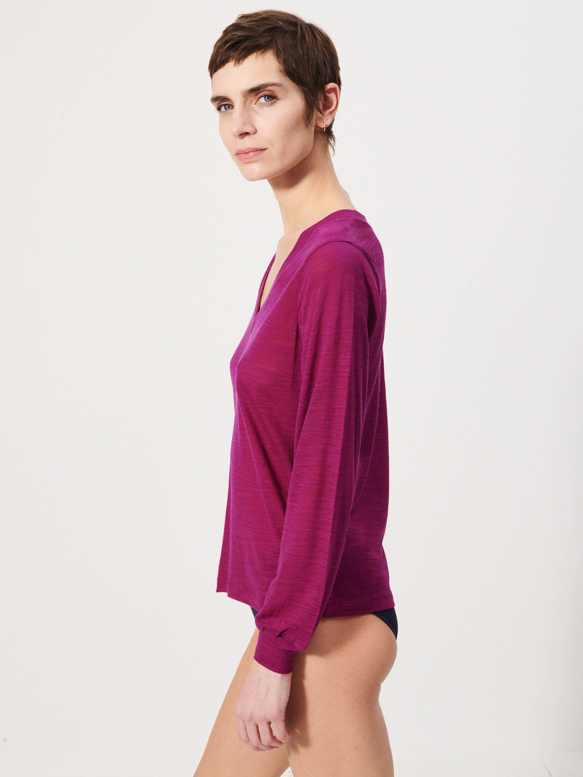 HARRIS LONG SLEEVES T-SHIRT -  Amarante , Ready-to-wear Bensimon