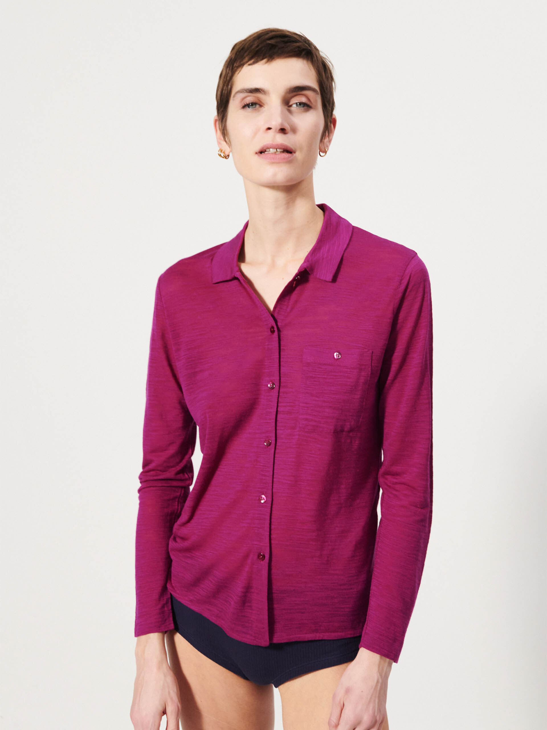 CYLENE SHIRT -  Amarante , Ready-to-wear Bensimon