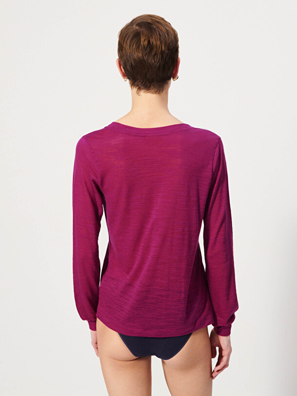 HARRIS LONG SLEEVES T-SHIRT -  Amarante , Ready-to-wear Bensimon