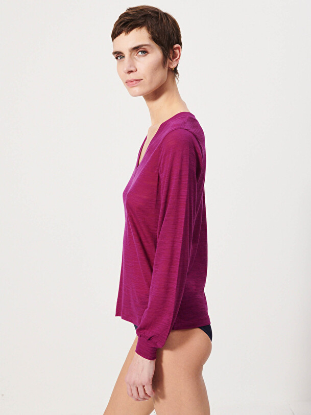 HARRIS LONG SLEEVES T-SHIRT -  Amarante , Ready-to-wear Bensimon