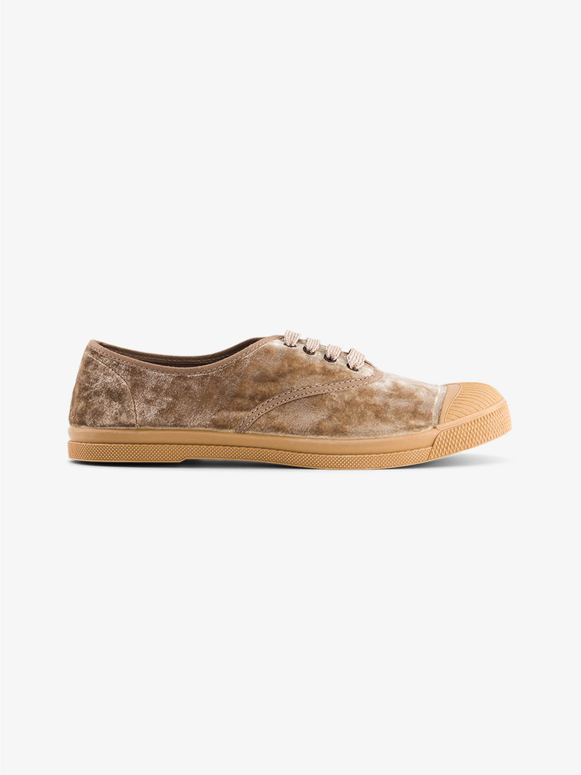 WOMEN LACE-UP VELVET TENNIS - Champagne , Tennis & Shoes Bensimon