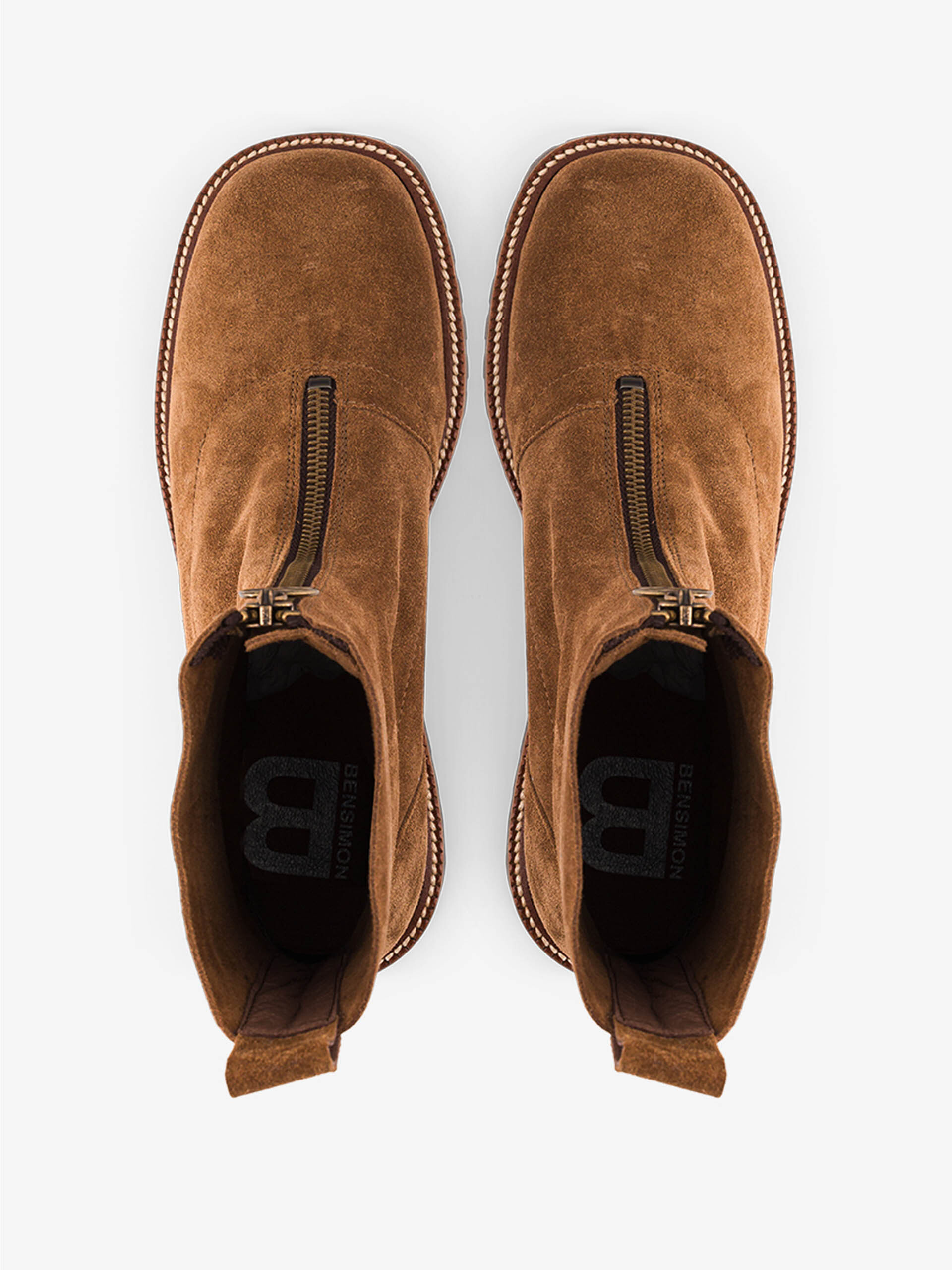 ZIPPED BOOTS -  Cognac , Ready-to-wear Bensimon