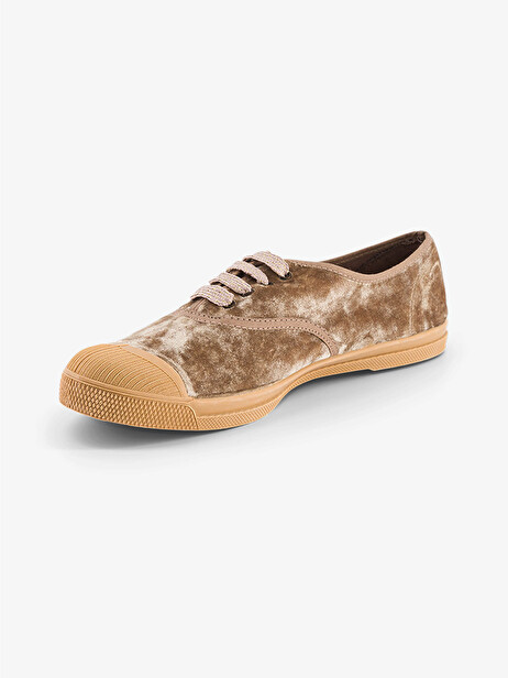 WOMEN LACE-UP VELVET TENNIS -  Champagne , Tennis & Shoes Bensimon