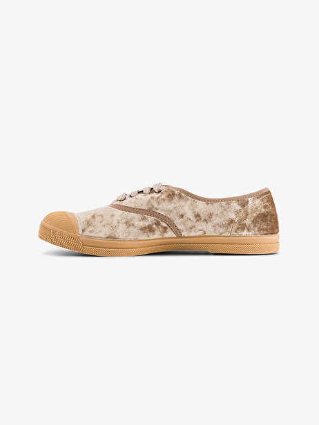 WOMEN LACE-UP VELVET TENNIS -  Champagne , Tennis & Shoes Bensimon