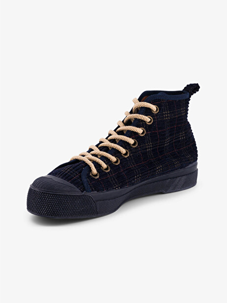 WOMEN B79 STELLA VELVET CHECKS -  Bleu nuit , Tennis & Shoes Bensimon