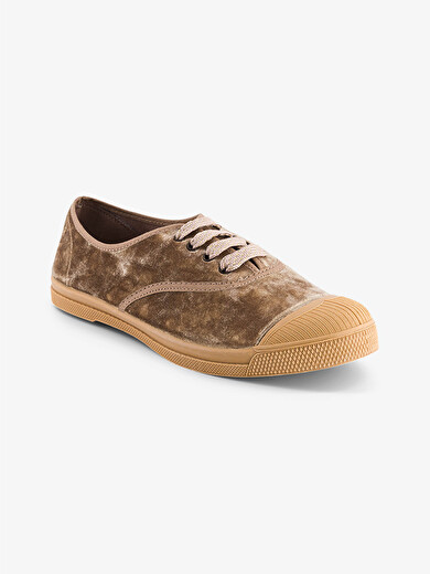 WOMEN LACE-UP VELVET TENNIS -  Champagne , Tennis & Shoes Bensimon