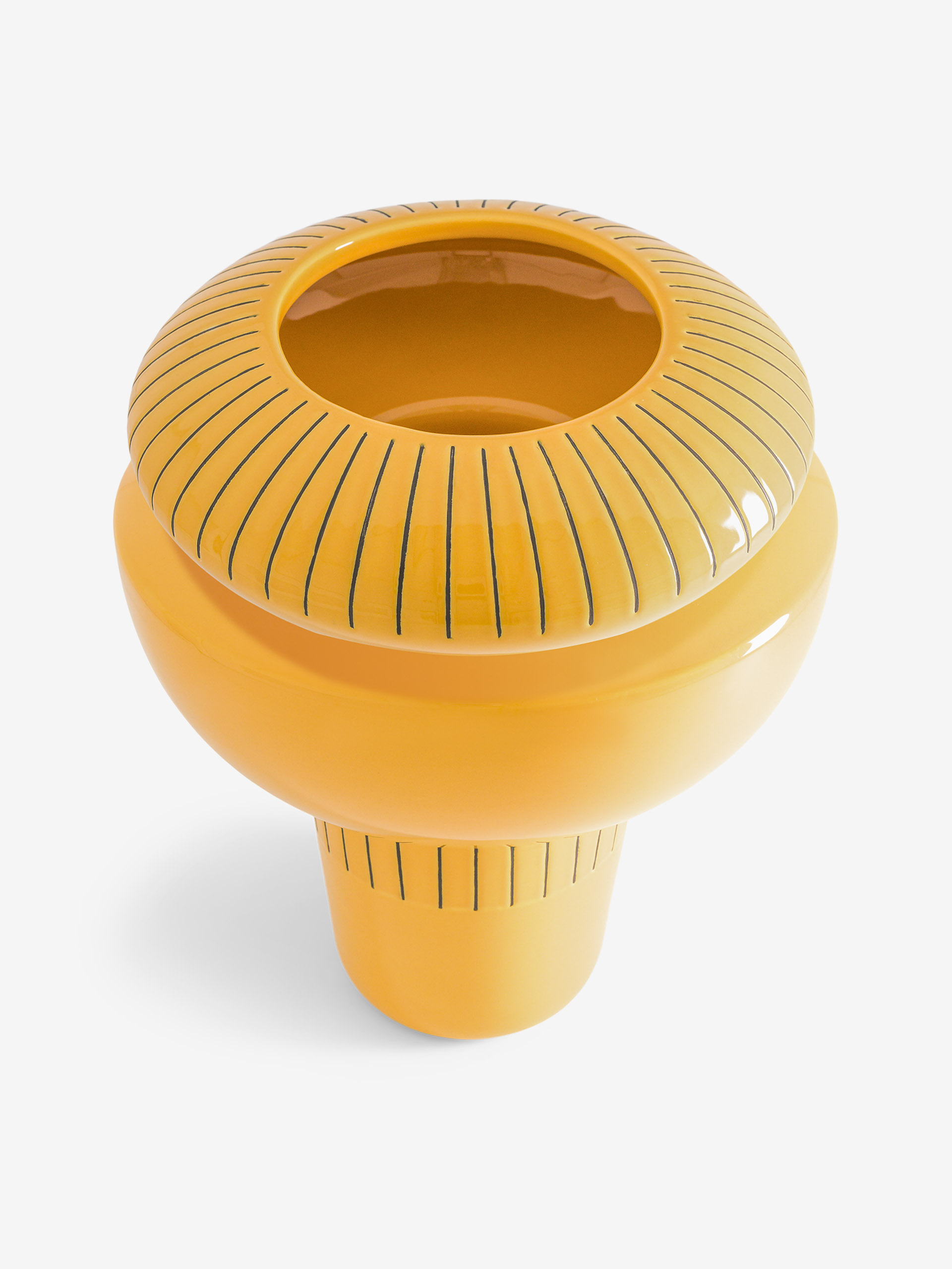 NELSON VASE M YELLOW H21 - Yellow , Home design Bensimon
