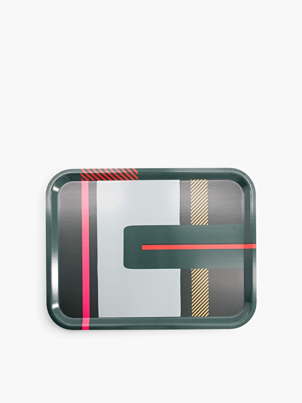 STRIPES TRAY L -  Green , Home design Bensimon