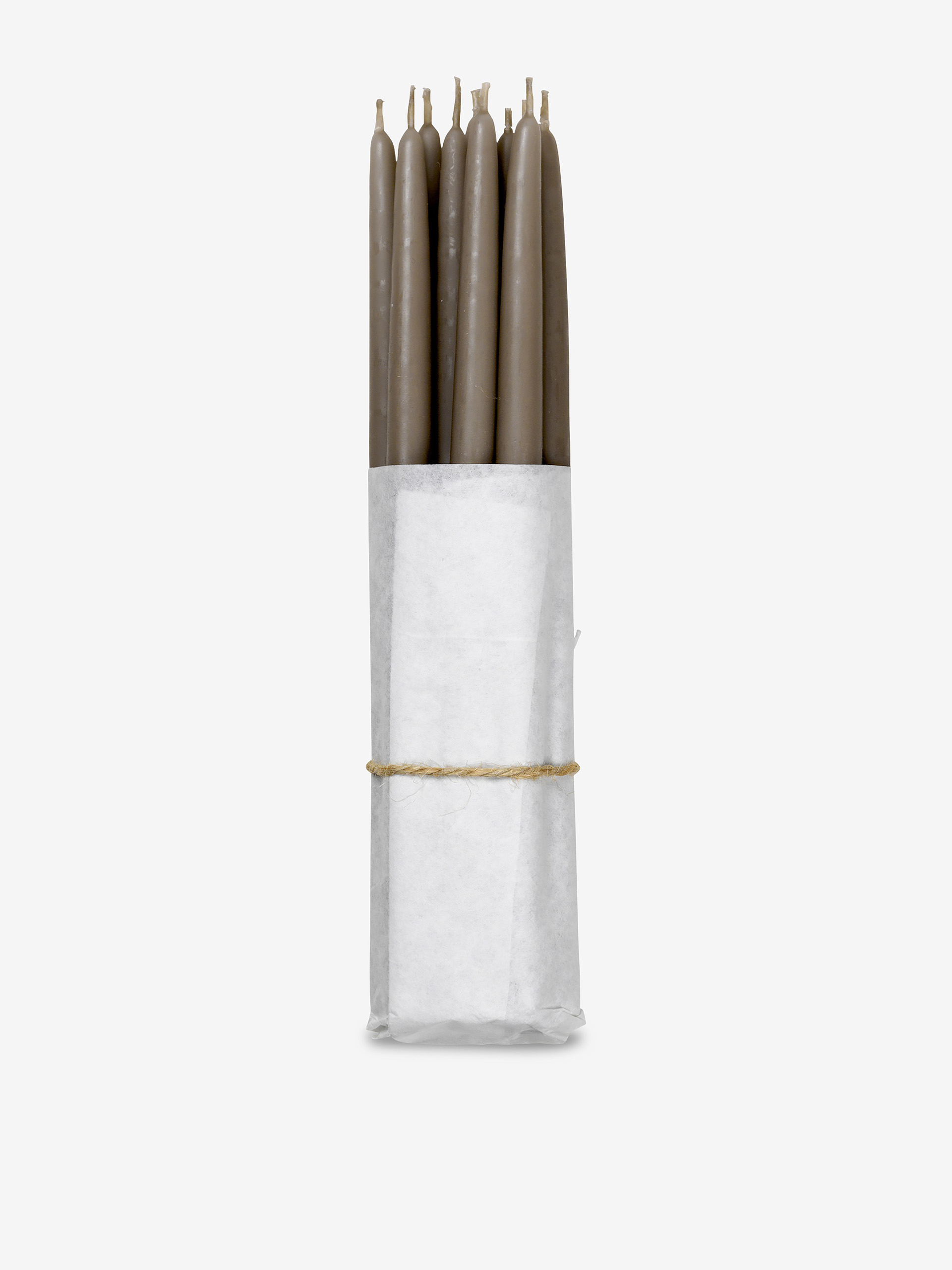 10 SLIM LIN CANDLES -  White checks , Home design Bensimon