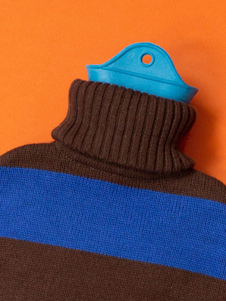 ORGANIC HOT WATER BOTTLE CHOCOLATE BLUE -  Bleu/marron , Home design Bensimon