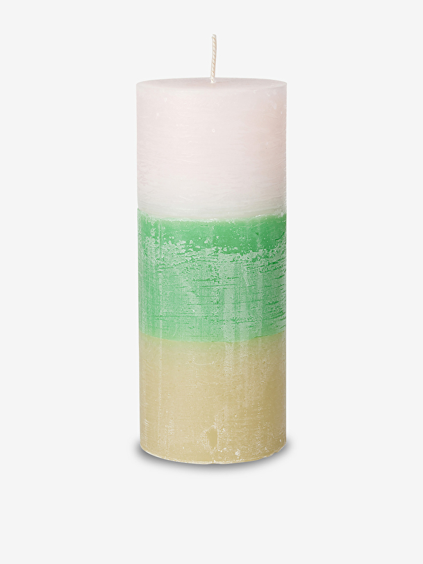 TRICOLOR CANDLE WHITE GREEN BEIGE - Green , Home design Bensimon
