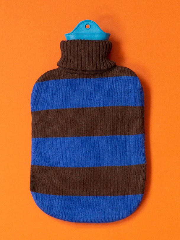 ORGANIC HOT WATER BOTTLE CHOCOLATE BLUE -  Bleu/marron , Home design Bensimon