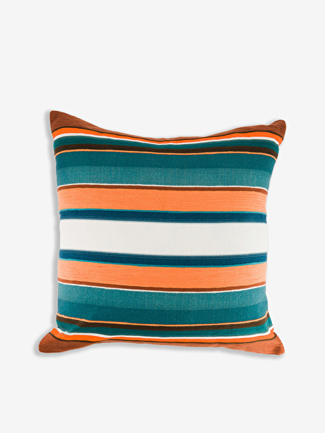 PETRORANGE LINEN EFFECT CUSHION -  Orange/indigo , Home design Bensimon