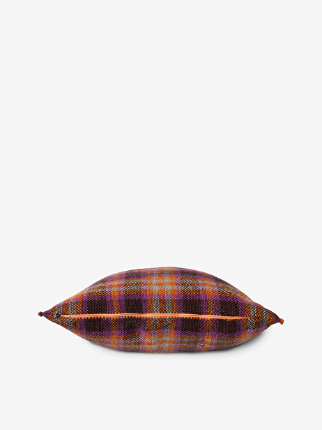 ORANGE TARTAN CUSHION -  Brown/orange , Home design Bensimon