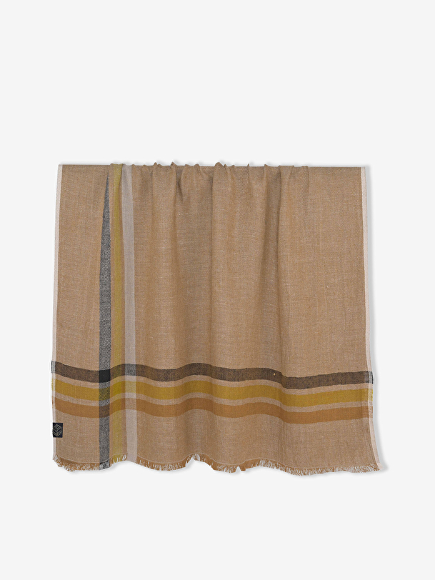 LINEN PLAID BLUE LINE -  Beige/blue , Home design Bensimon