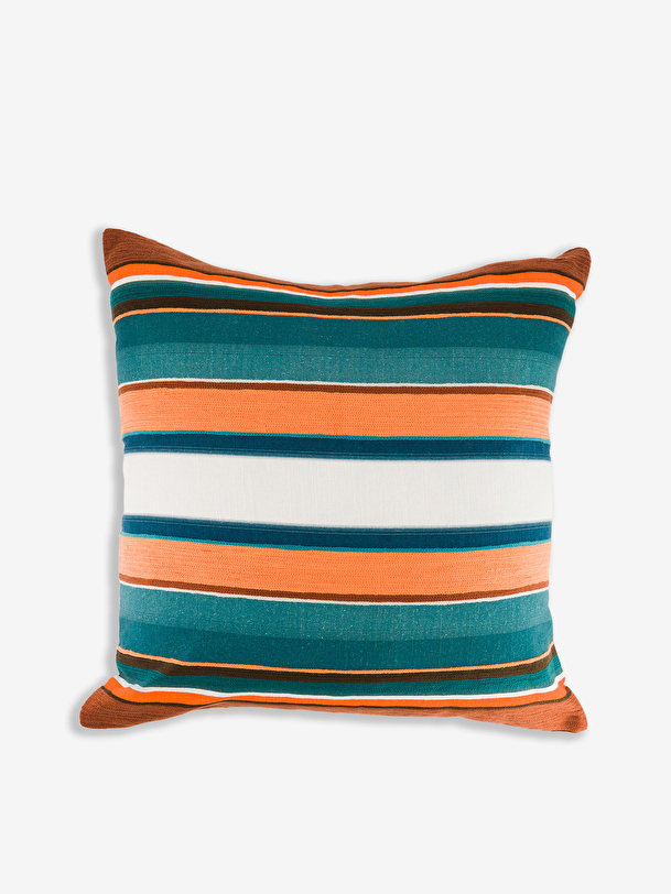 PETRORANGE LINEN EFFECT CUSHION - Orange/indigo , Home design Bensimon