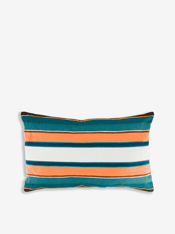 PETRORANGE LINEN EFFECT CUSHION - Orange/indigo , Home design Bensimon