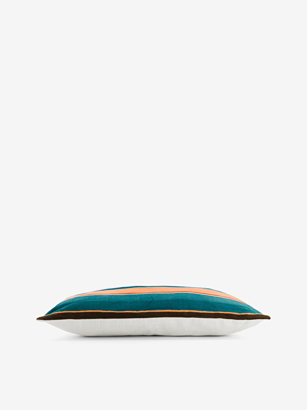 PETRORANGE LINEN EFFECT CUSHION - Orange/indigo , Home design Bensimon