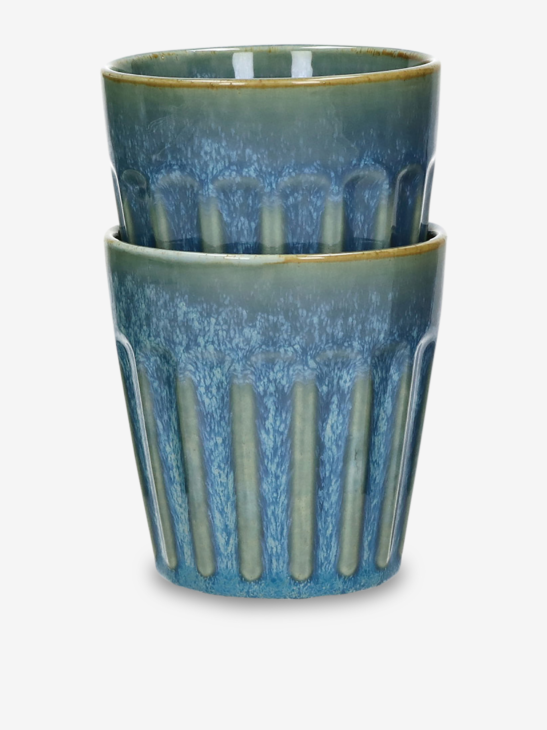 SET OF 2 RIALTO H10 BLUE CUPS -  Blue , Home design Bensimon