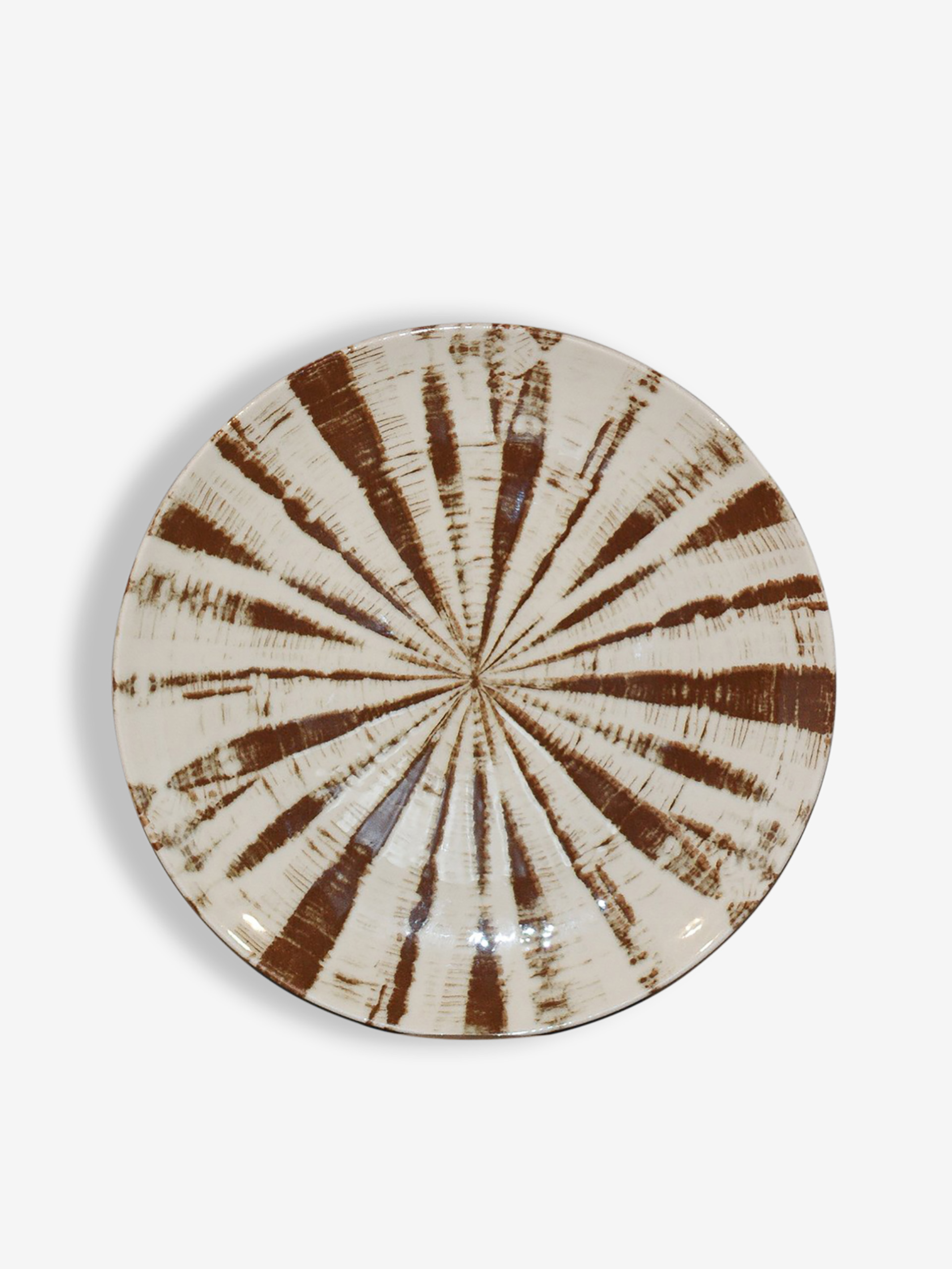 PLATE STRIPE BROWN M -  Brown , Home design Bensimon