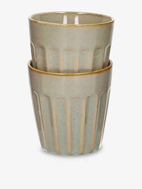 SET OF 2 RIALTO H8.5 BEIGE CUPS -  Cream , Home design Bensimon