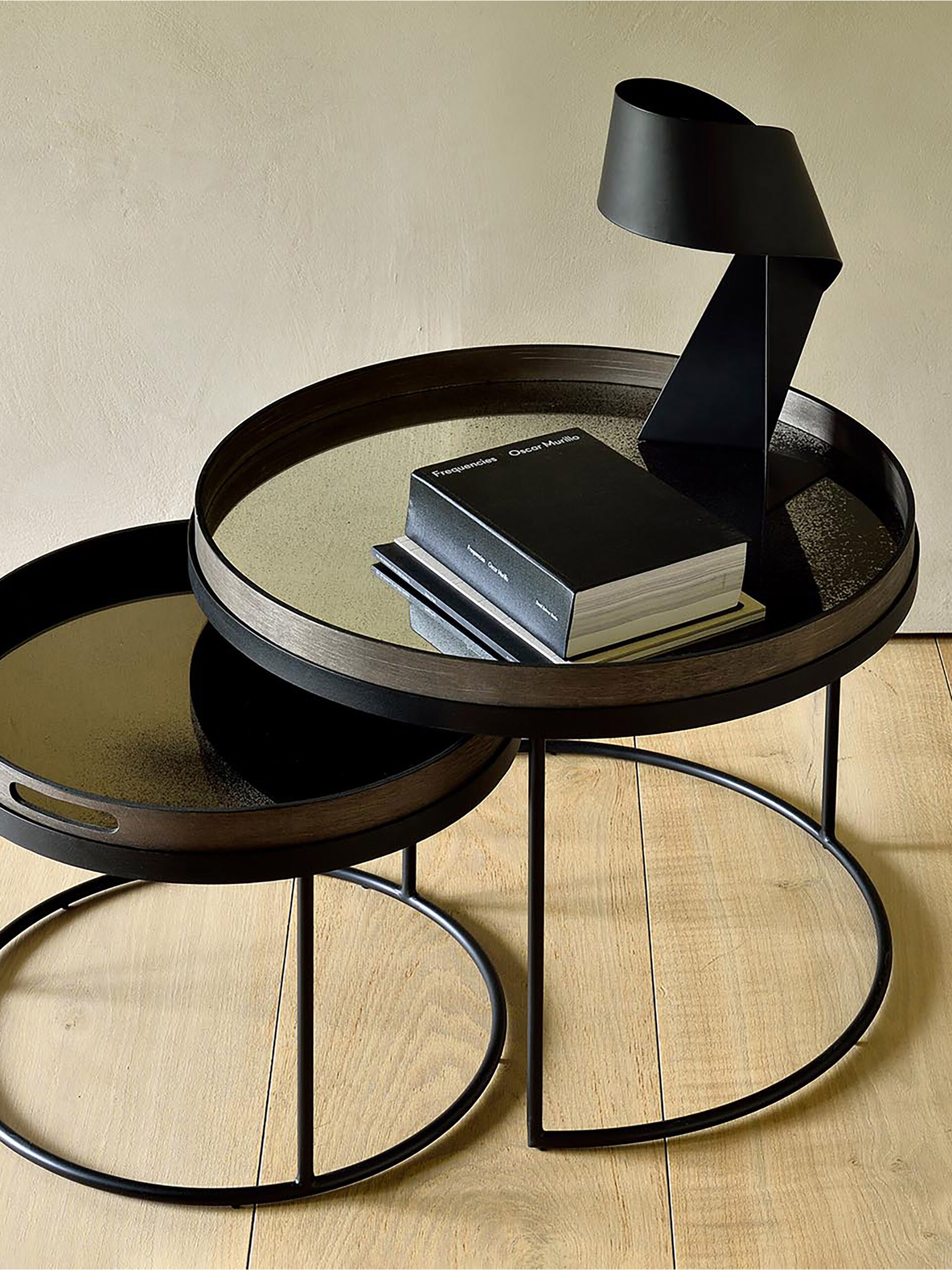 SET OF COFFEE TABLES WITH TRAYS - Black , Home design Bensimon