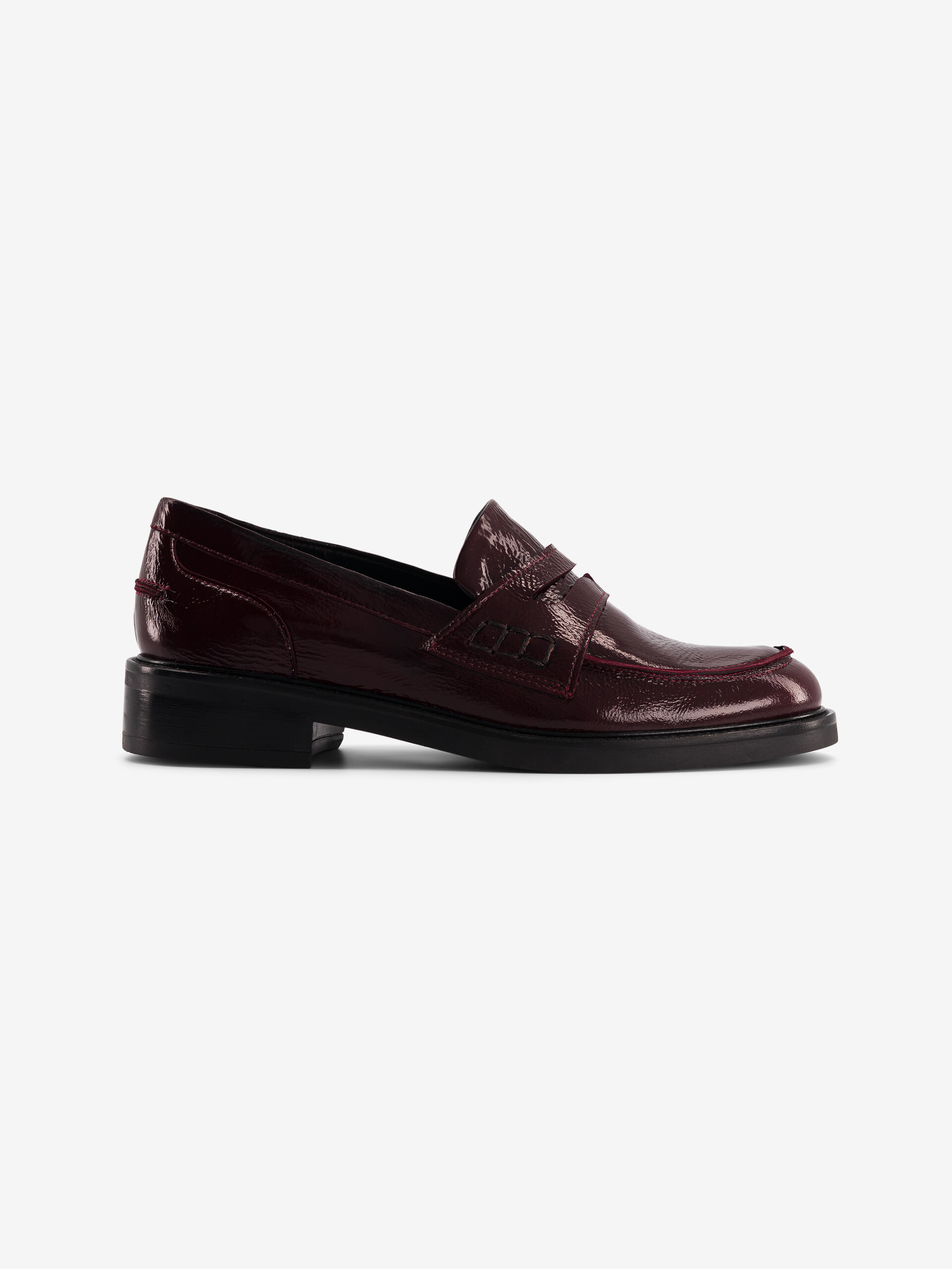 CRINKLED PATENT LEATHER LOAFERS - Aubergine , Ready-to-wear Bensimon