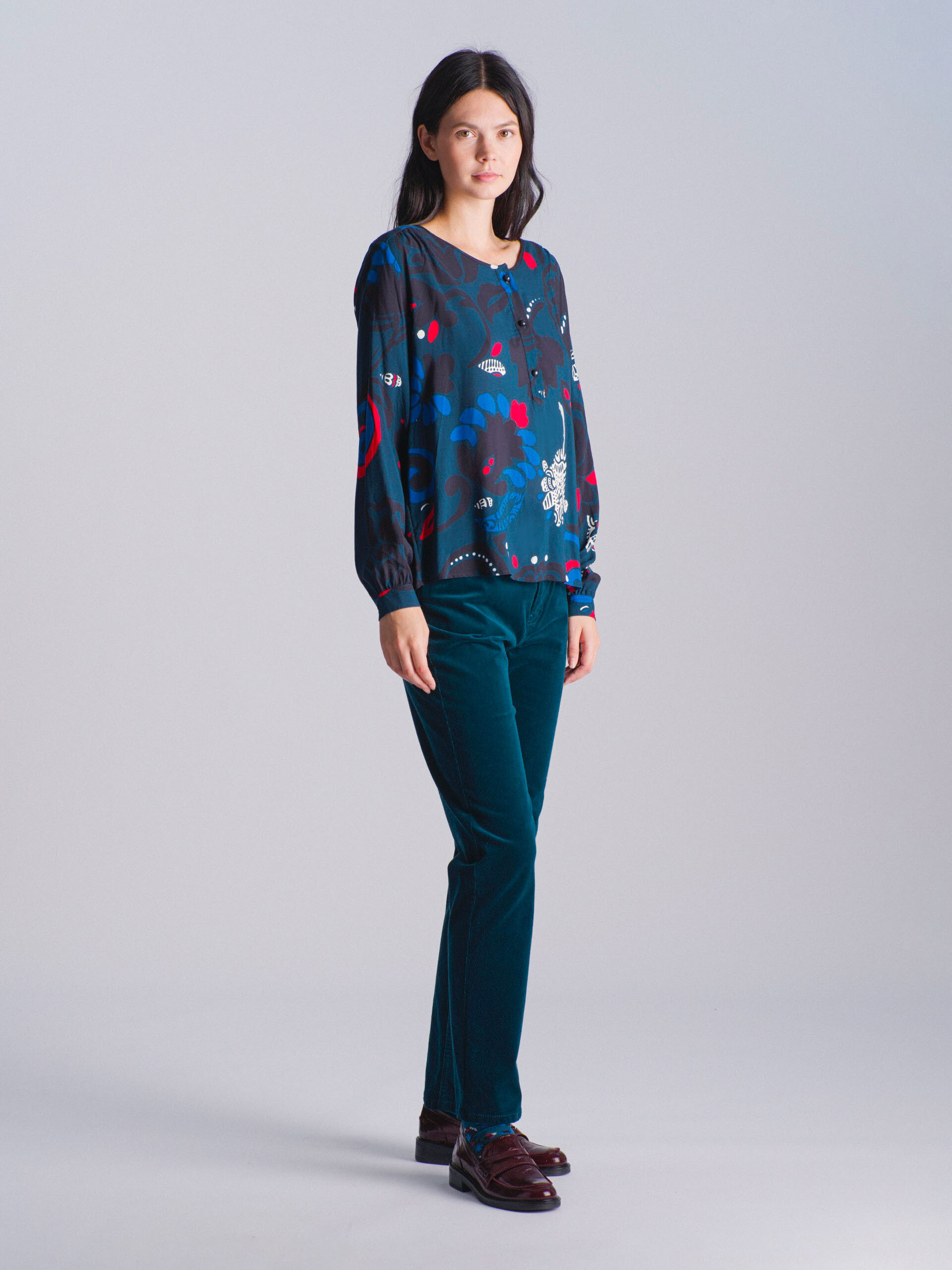JOANIE BLOUSE -  Imprime bleu , Ready-to-wear Bensimon