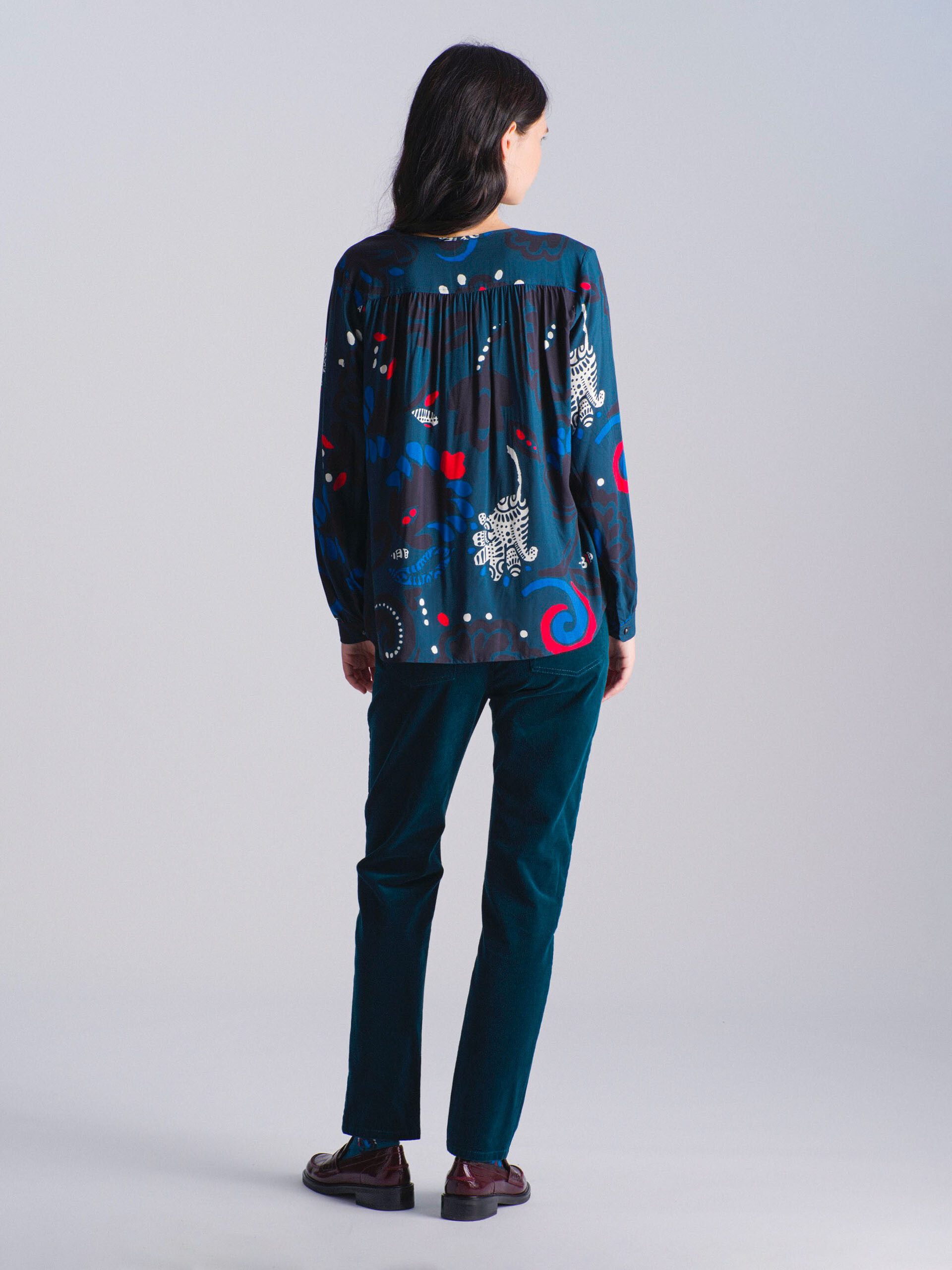JOANIE BLOUSE -  Imprime bleu , Ready-to-wear Bensimon
