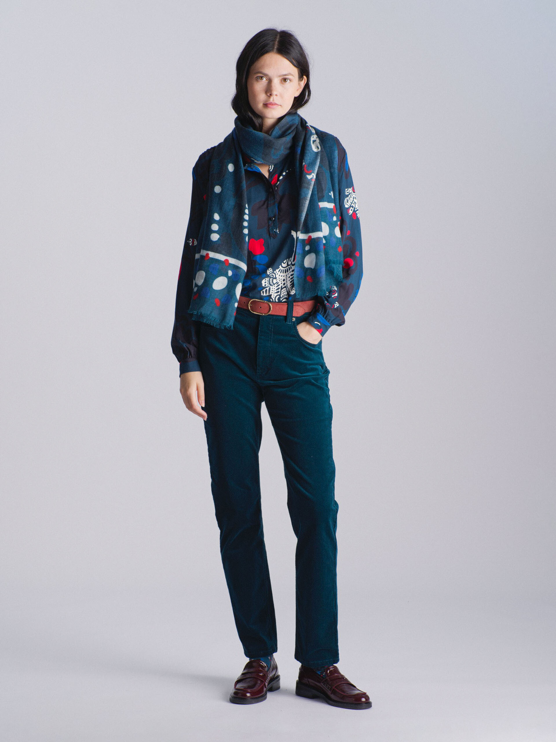 JOANIE BLOUSE -  Imprime bleu , Ready-to-wear Bensimon
