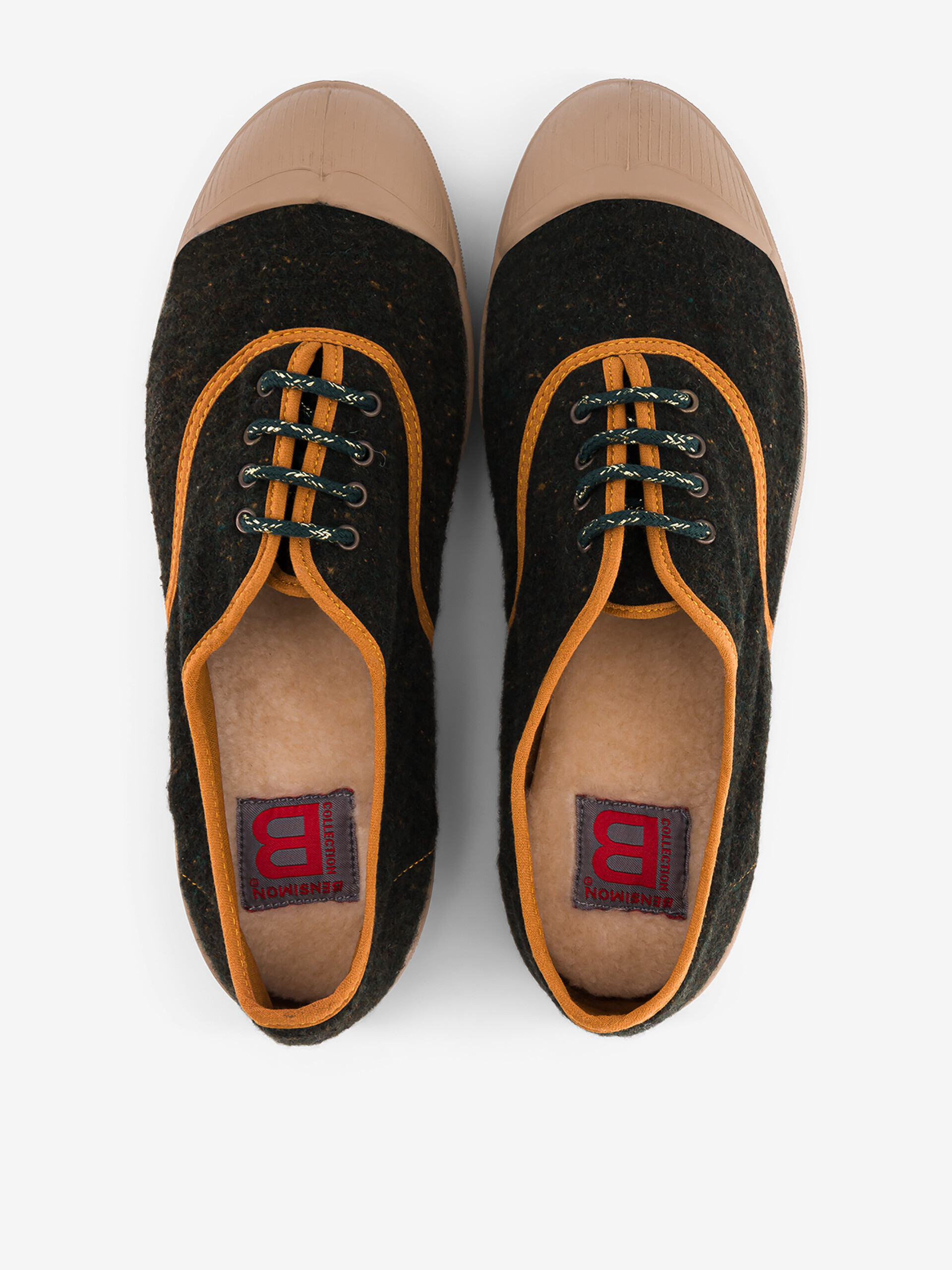 BRAUSHED FLANNEL WOMAN LACE UP TENNIS - Military , Tennis & Shoes Bensimon