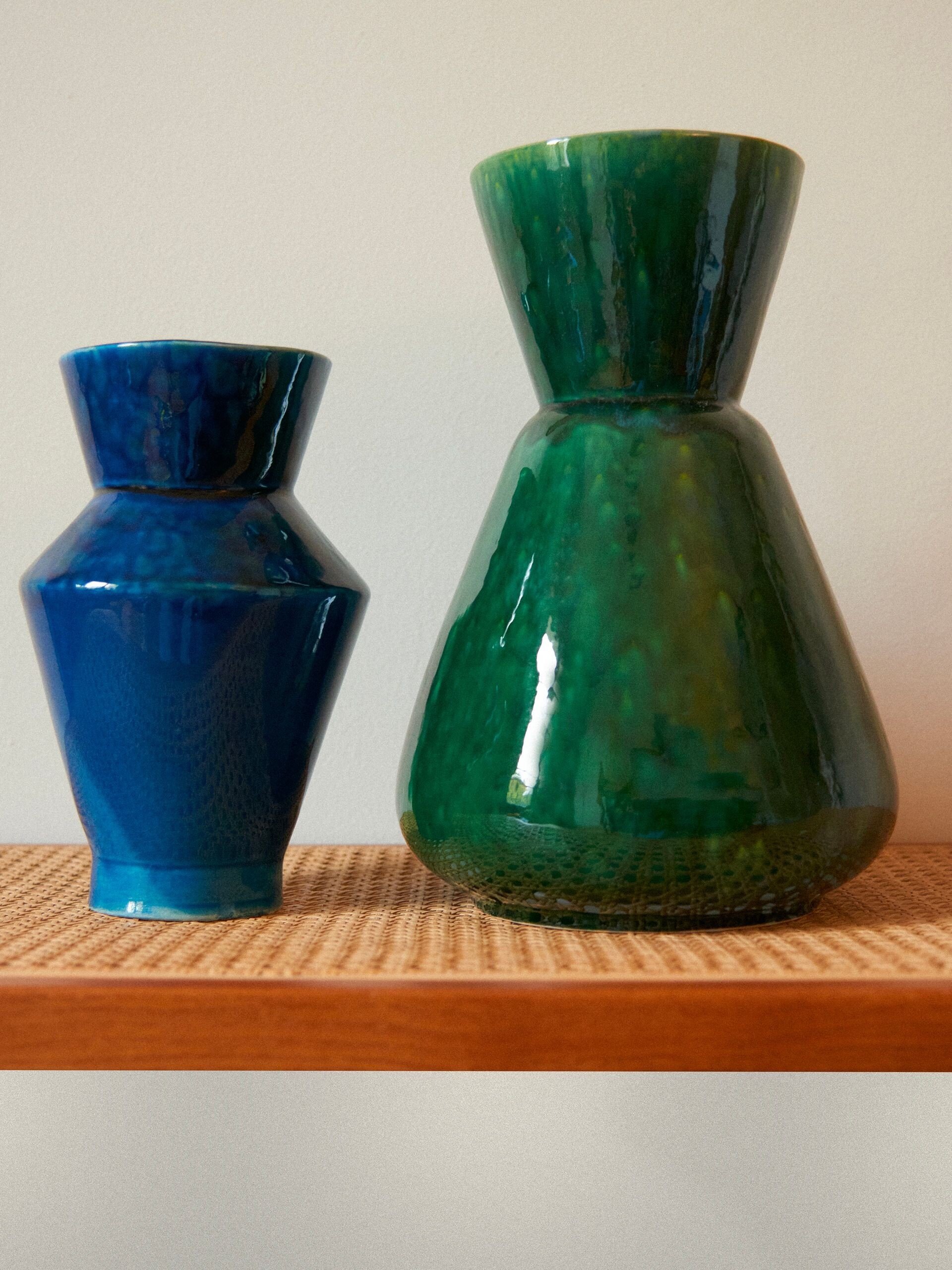 LARGE STRIPED VASE BLUE -  Green , Home design Bensimon