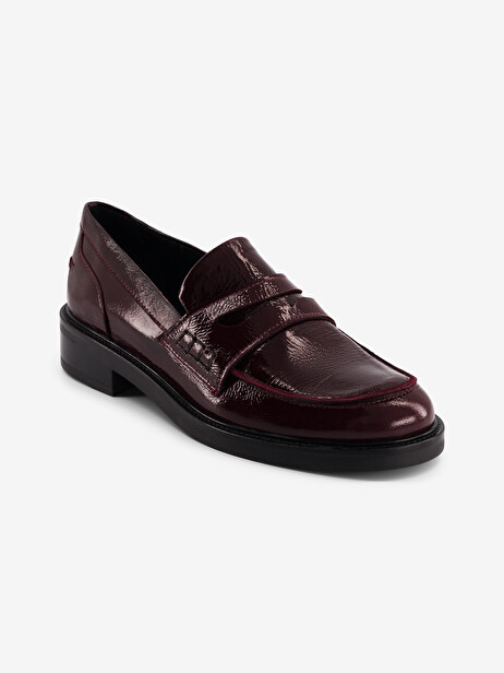 CRINKLED PATENT LEATHER LOAFERS -  Aubergine , Archives Bensimon