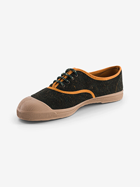 BRAUSHED FLANNEL WOMAN LACE UP TENNIS -  Military , Tennis & Shoes Bensimon