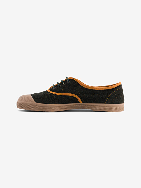 BRAUSHED FLANNEL WOMAN LACE UP TENNIS -  Military , Tennis & Shoes Bensimon