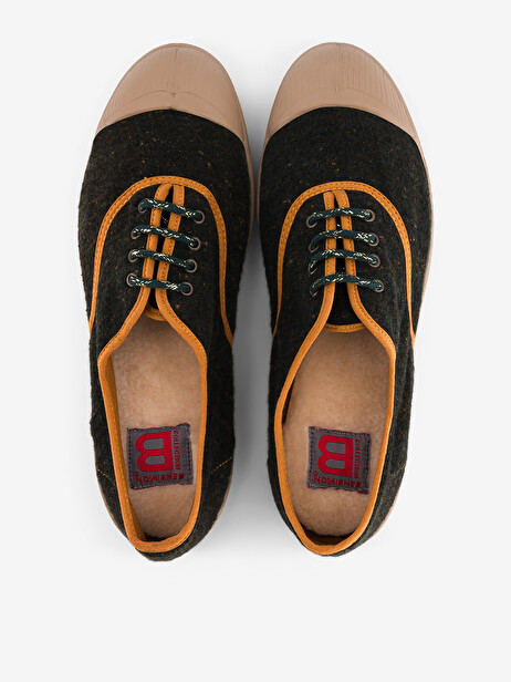 BRAUSHED FLANNEL WOMAN LACE UP TENNIS -  Military , Tennis & Shoes Bensimon