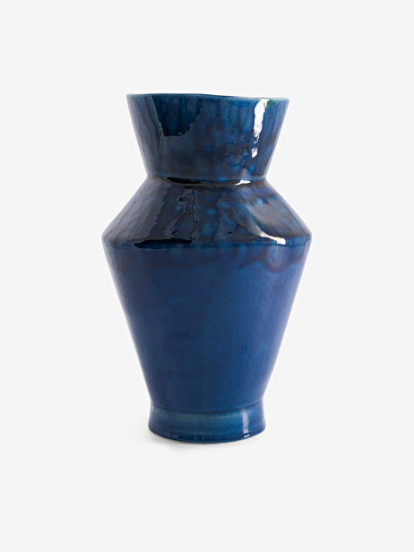 SMALL VASE BLUE WITH EFFECT 15x25 cm -  Blue , Home design Bensimon