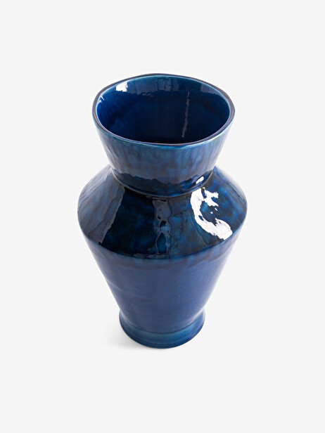SMALL VASE BLUE WITH EFFECT 15x25 cm -  Blue , Home design Bensimon