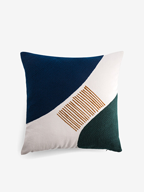 CUSHION EMBROIDERED TWO-TONE NAVY 45x45 -  Marine , Home design Bensimon