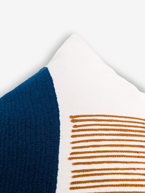 CUSHION EMBROIDERED TWO-TONE NAVY 45x45 -  Marine , Home design Bensimon